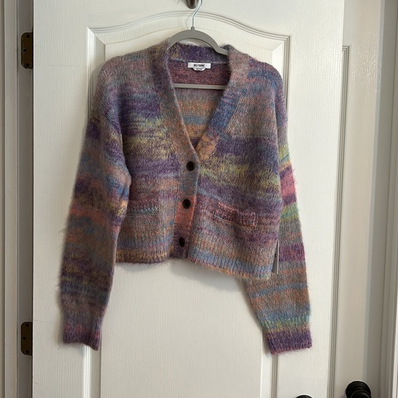 LAST 1!! 🚨🚨 Re/done 90s Crop Oversized Cardigan Purple Space Dye M - Picture 8 of 11